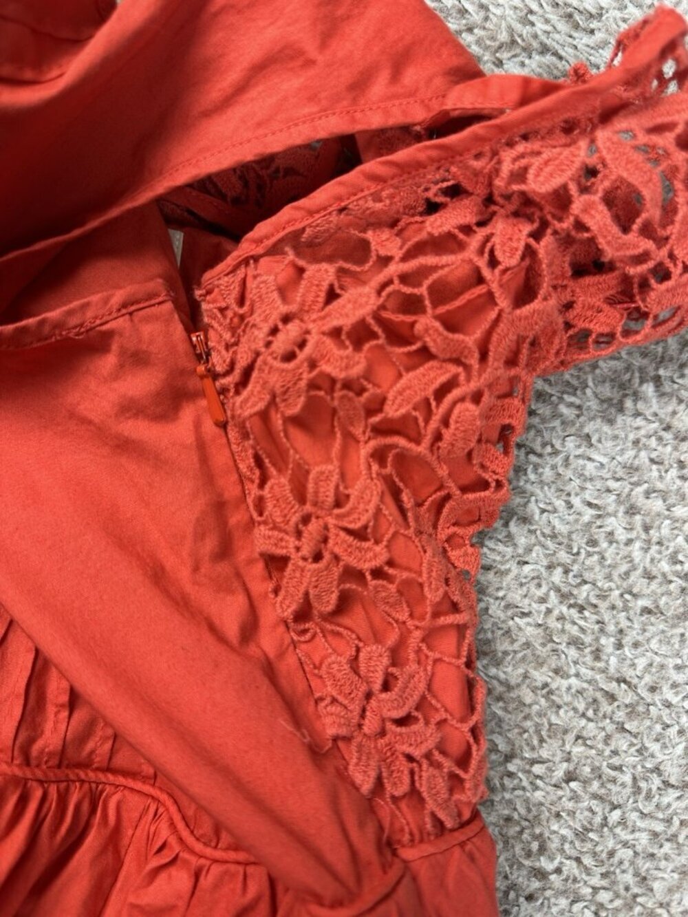Anthro Moulinette Soeurs Melora Sweet Enticement Dress Womens Size 6 Red-Orange - Picture 11 of 15